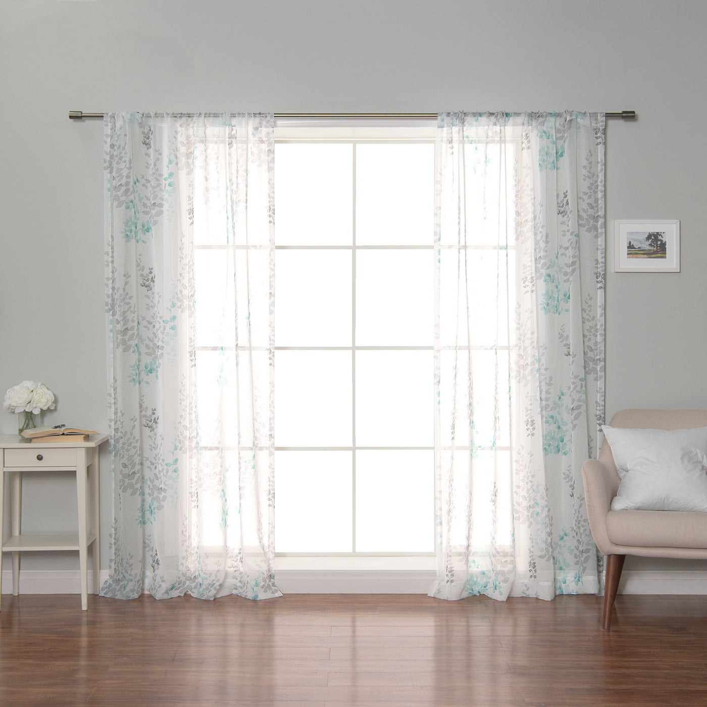 Sheer Watercolor Leaves Curtains