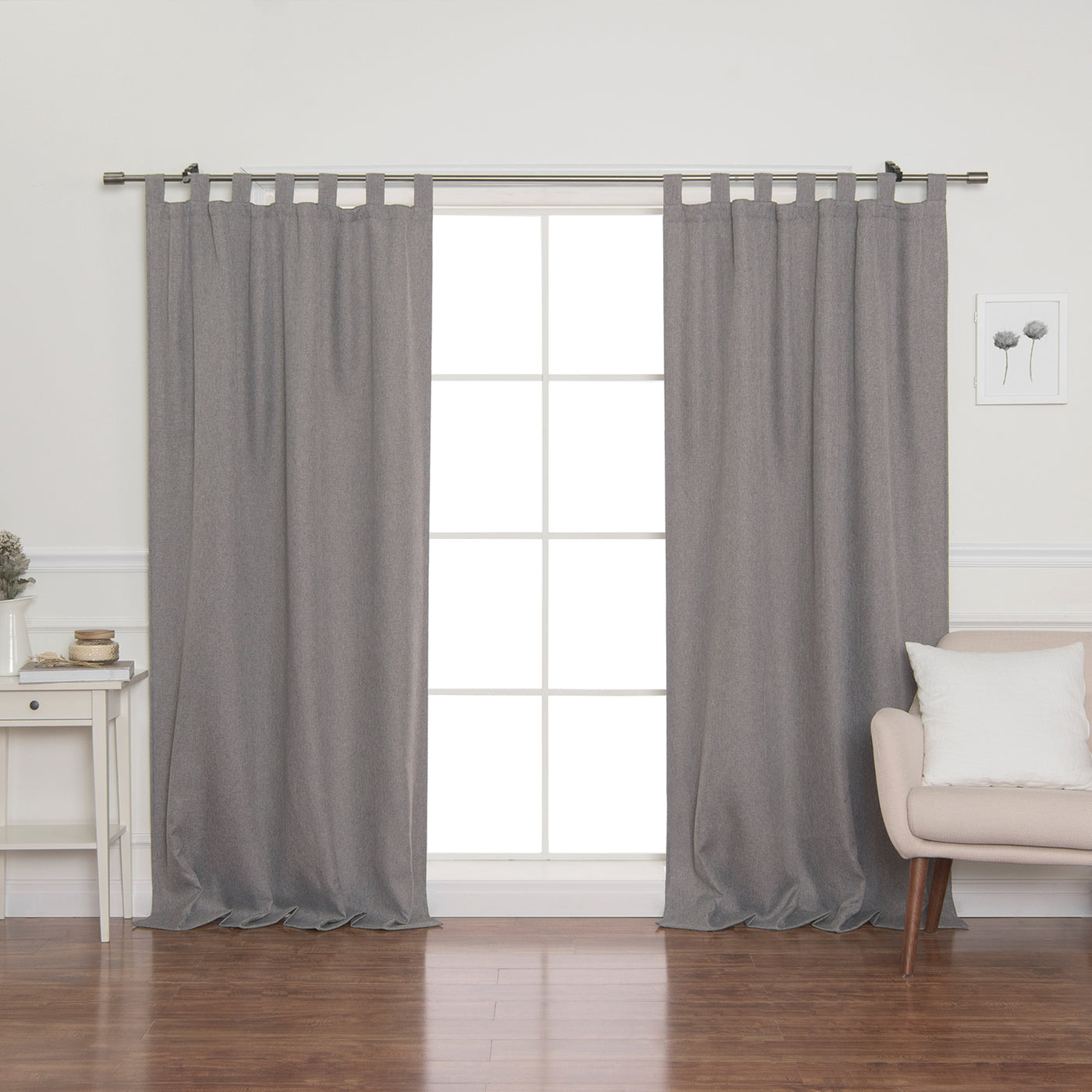 Faux Linen Blackout Tab Top Curtain
