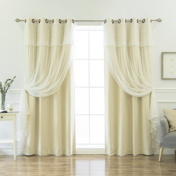 uMIXm Dimanche Tulle & Bronze Grommet Blackout Curtains