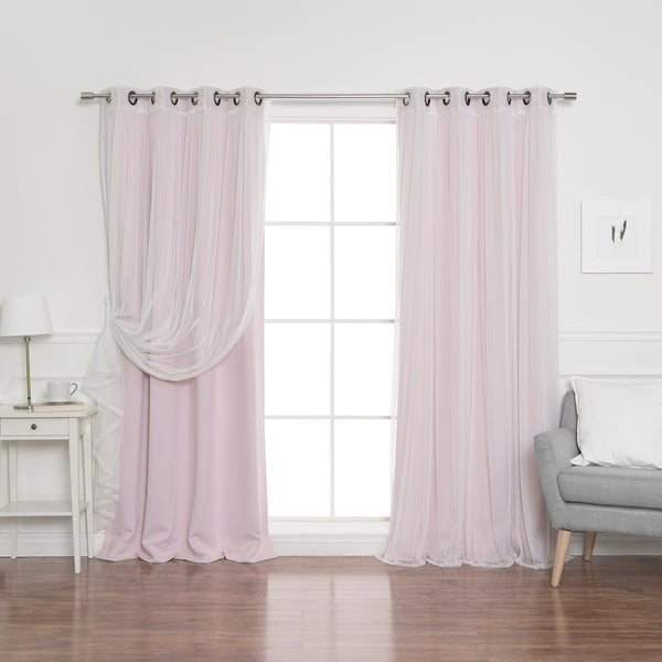 uMIXm Tulle & Bronze Grommet Blackout Curtains