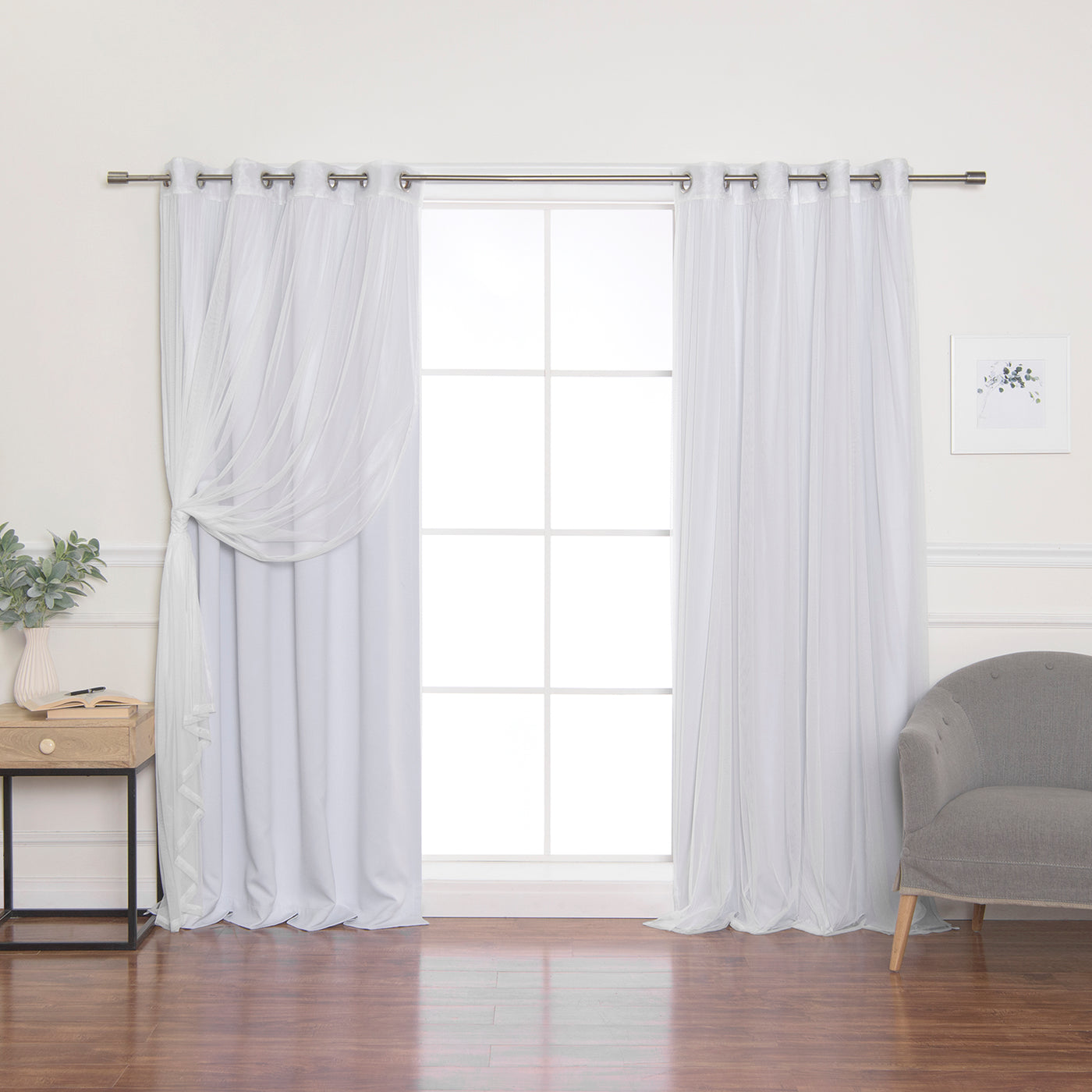 uMIXm Tulle & Silver Grommet Blackout Curtains