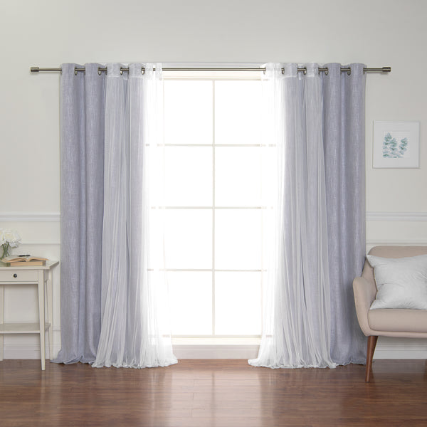 Mix & Match Tulle & Linen-Look Grommet Blackout Curtains