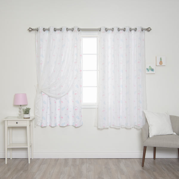 uMIXm Tulle & Flamingo Print Curtains