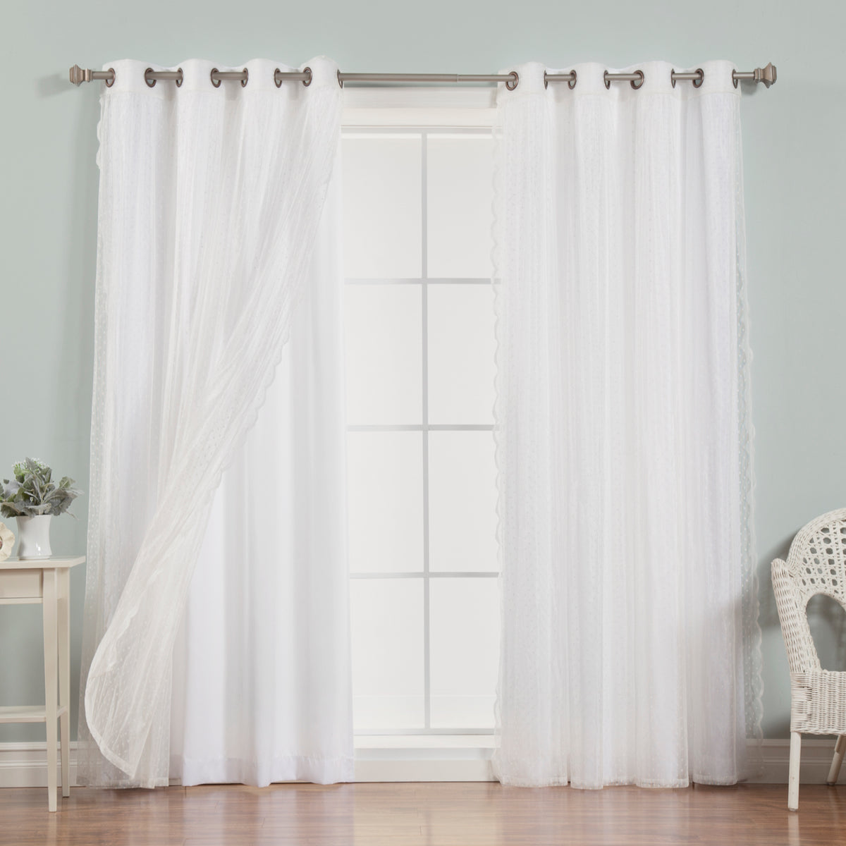 uMIXm Dot Lace & Nordic White Curtains