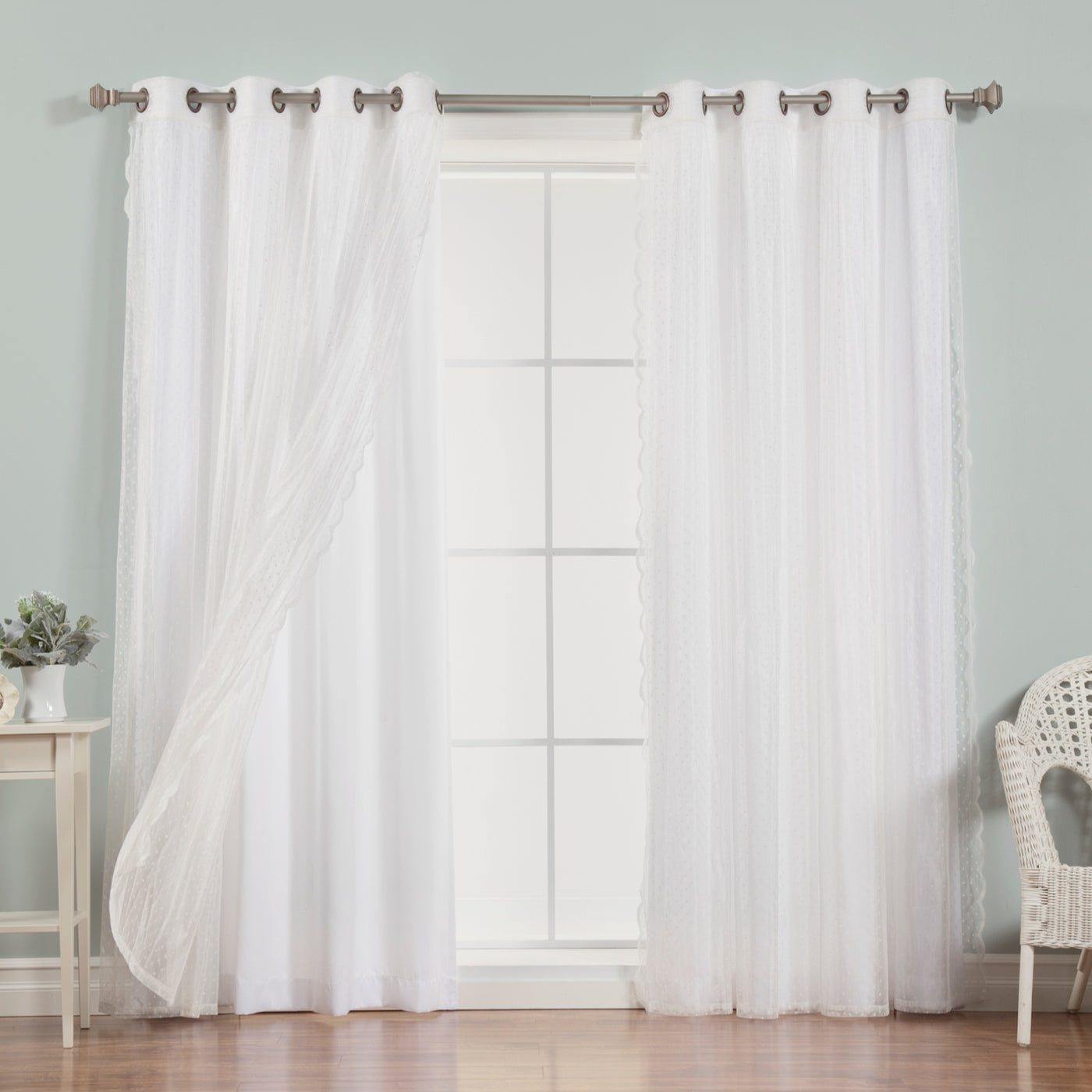 uMIXm Dot Lace & Nordic White Curtains