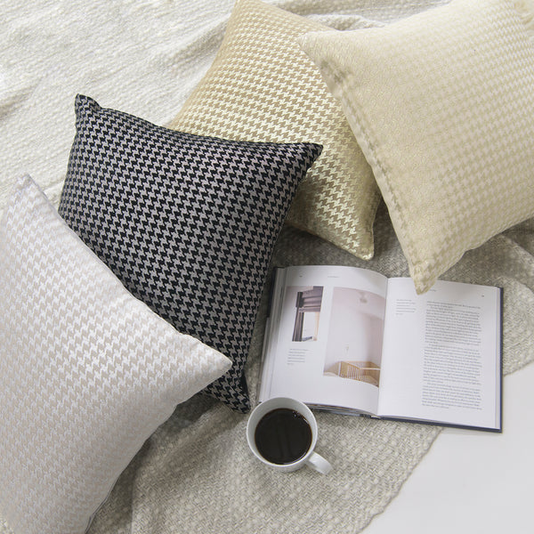 Small Metallic Houndstooth Velvet Pillow Cover