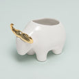White & Gold Ceramic Bull Planter