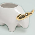 White & Gold Ceramic Bull Planter