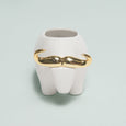 White & Gold Ceramic Bull Planter