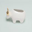 White & Gold Ceramic Bull Planter