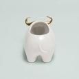 White & Gold Ceramic Bull Planter