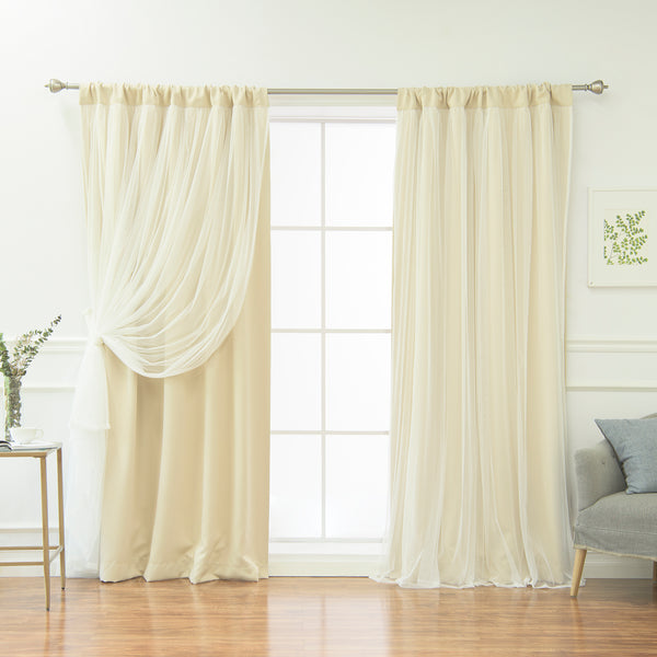 Tulle Overlay Blackout Curtains