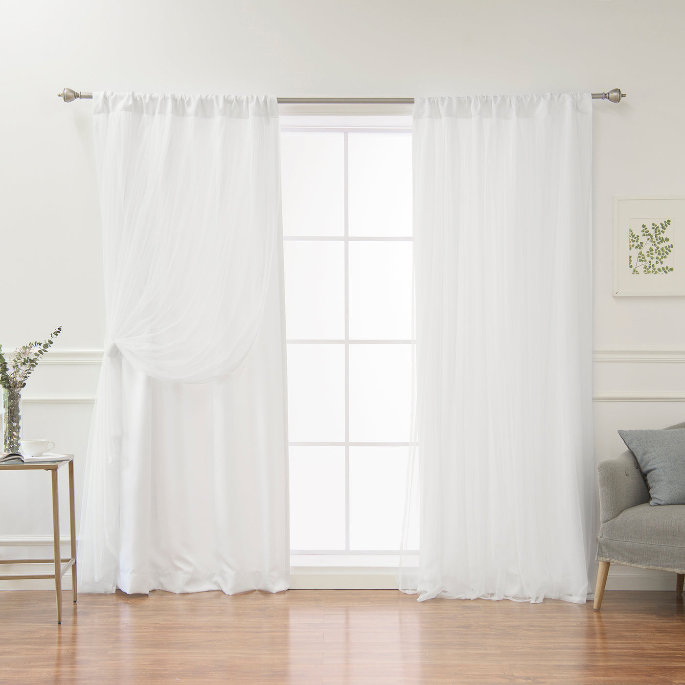 Tulle Overlay Blackout Curtains