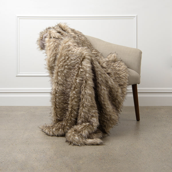 Faux Fur Throw - Pearl Finn Raccoon