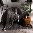 Braid Pattern Knit Tassel Throw