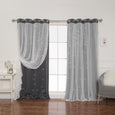 Tulle Overlay Star Cut Out Blackout Curtains