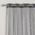 Tulle Overlay Star Cut Out Blackout Curtains
