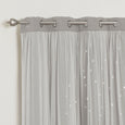 Tulle Overlay Star Cut Out Blackout Curtains