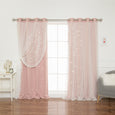 Tulle Overlay Star Cut Out Blackout Curtains