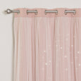 Tulle Overlay Star Cut Out Blackout Curtains