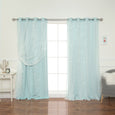Tulle Overlay Star Cut Out Blackout Curtains