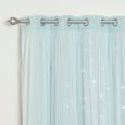 Tulle Overlay Star Cut Out Blackout Curtains