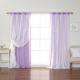 Tulle Overlay Star Cut Out Blackout Curtains