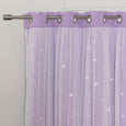 Tulle Overlay Star Cut Out Blackout Curtains