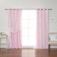 Tulle Overlay Star Cut Out Blackout Curtains