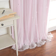 Tulle Overlay Star Cut Out Blackout Curtains