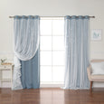 Tulle Overlay Star Cut Out Blackout Curtains
