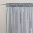 Tulle Overlay Star Cut Out Blackout Curtains