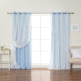 Tulle Overlay Star Cut Out Blackout Curtains