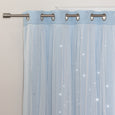 Tulle Overlay Star Cut Out Blackout Curtains