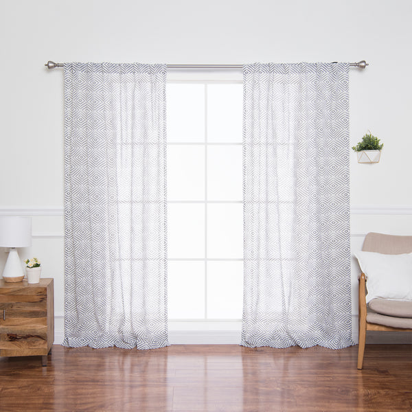 Sheer Faux Linen Reverse Diamante Curtains