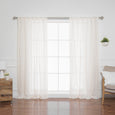 Sheer Faux Linen Reverse Diamante Curtains