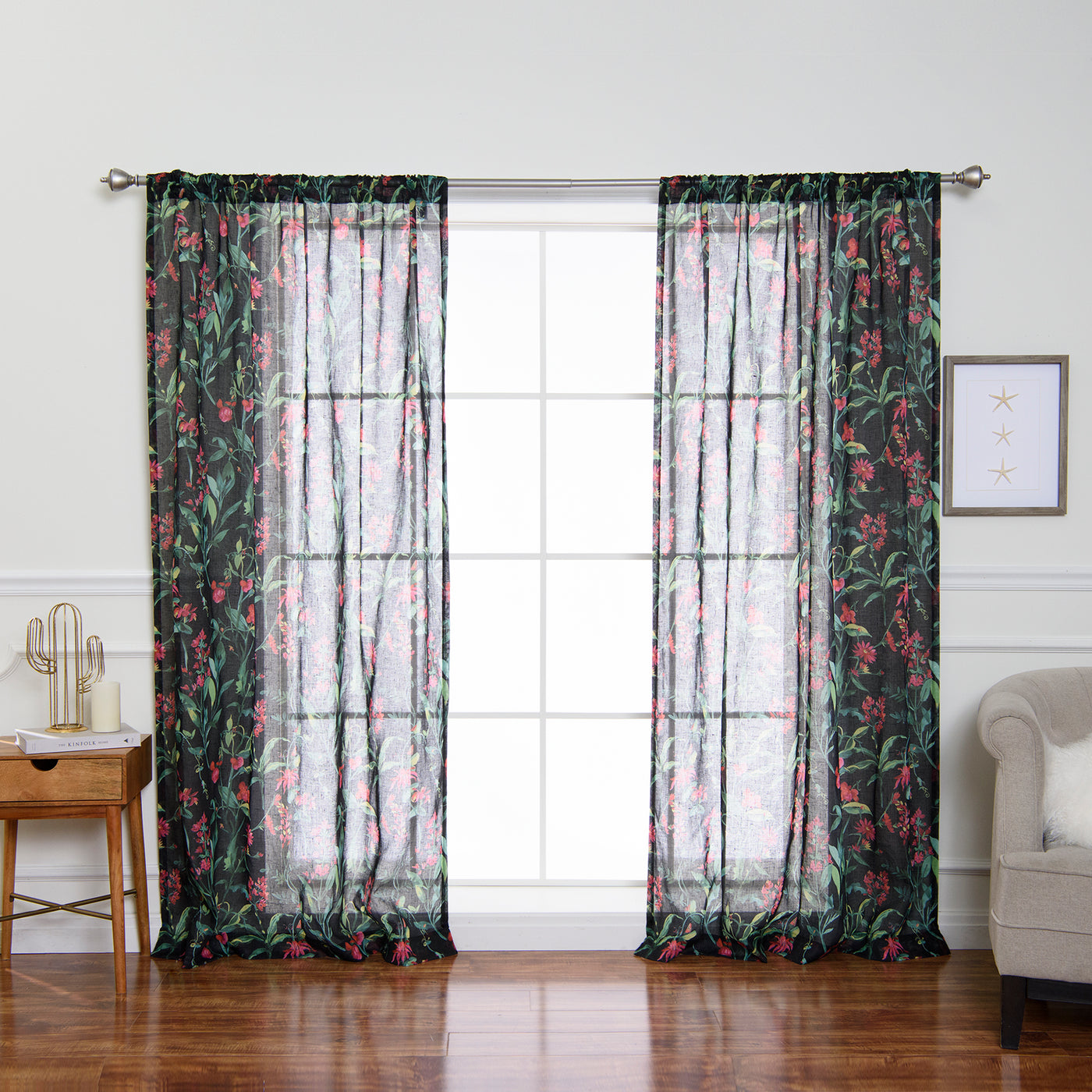Sheer Floral Curtains