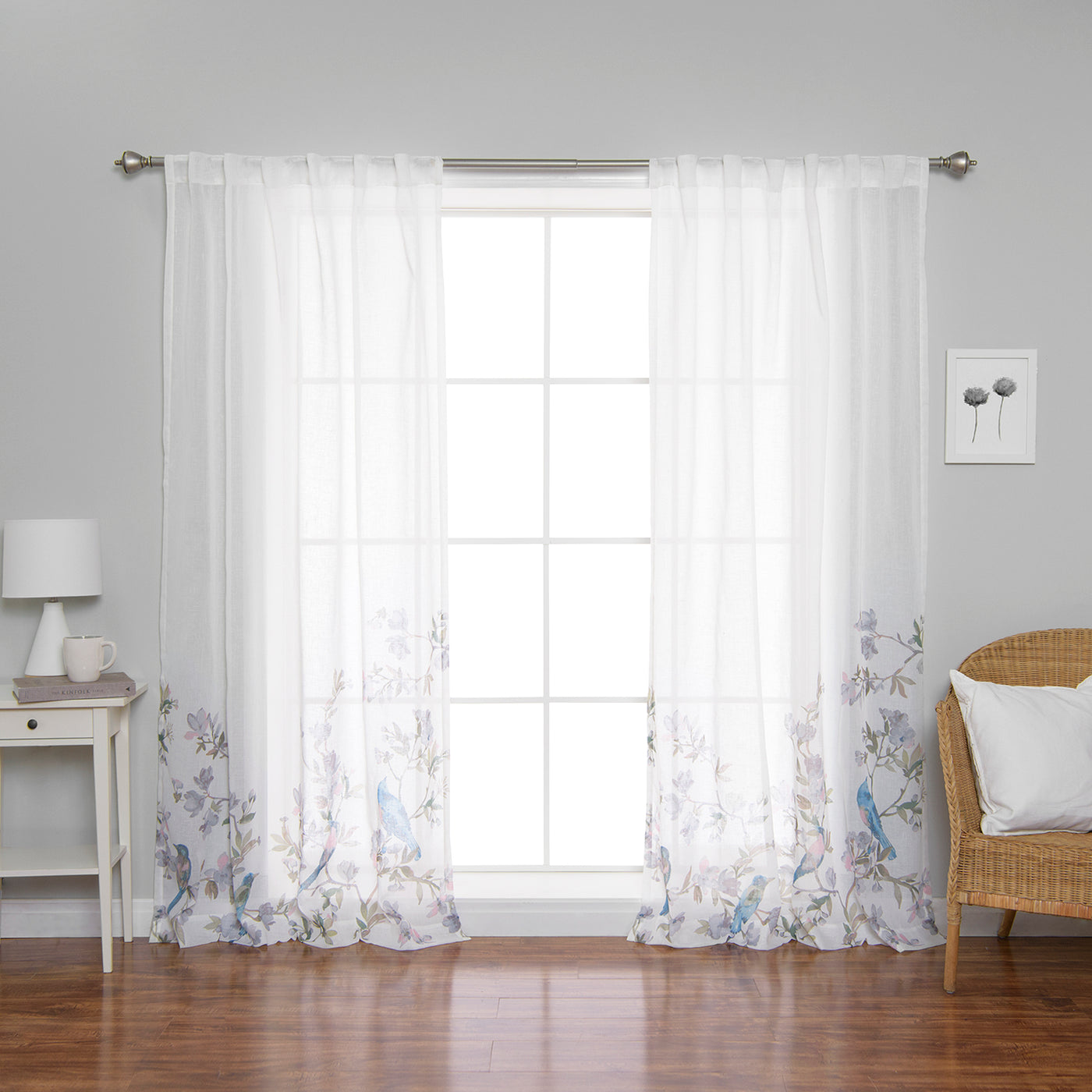 Faux Linen Bluebird Curtains