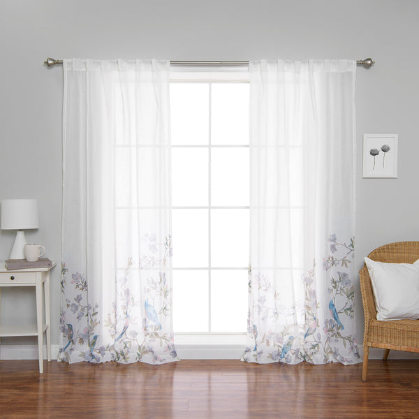 Faux Linen Bluebird Curtains