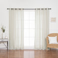 Black Grommet Linen Look Curtains