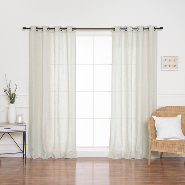 Black Grommet Linen Look Curtains