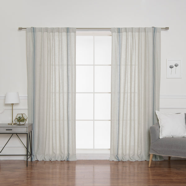 Linen Blend Triple Stripe Curtains