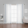 Sheer Faux Linen Triple Stripe Curtains