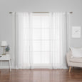 Sheer Faux Linen Triple Stripe Curtains
