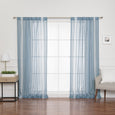 Sheer Faux Linen Reverse Triple Stripe Curtains