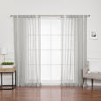 Sheer Faux Linen Reverse Triple Stripe Curtains