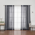 Sheer Faux Linen Reverse Triple Stripe Curtains