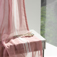 Sheer Faux Linen Reverse Triple Stripe Curtains