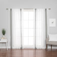 Sheer Faux Linen Stripe Curtains