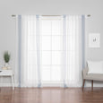Sheer Faux Linen Stripe Curtains